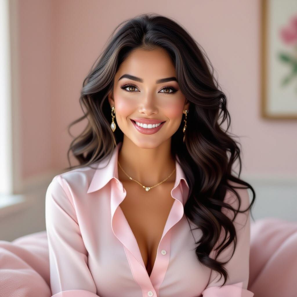 Photorealistic Portrait in Soft Pink Tones