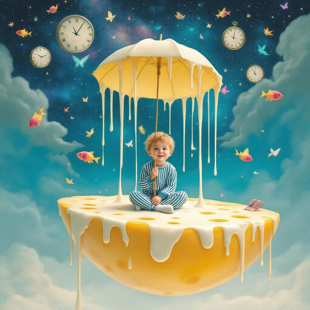 Dreamlike Moon Journey in Surrealist Style