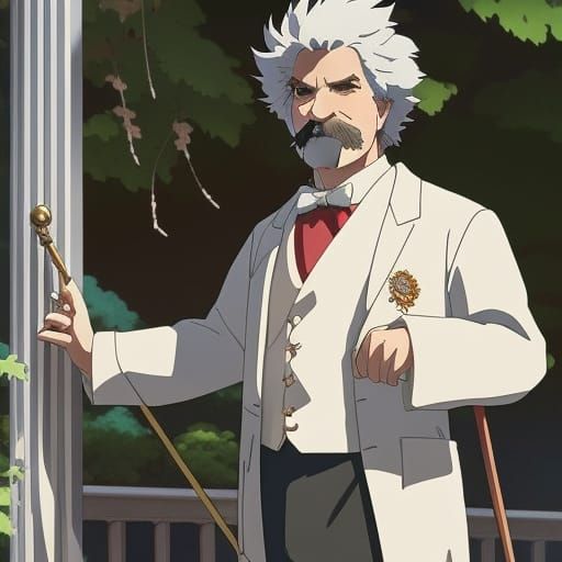 Mark Twain in Studio Ghibli Anime Style