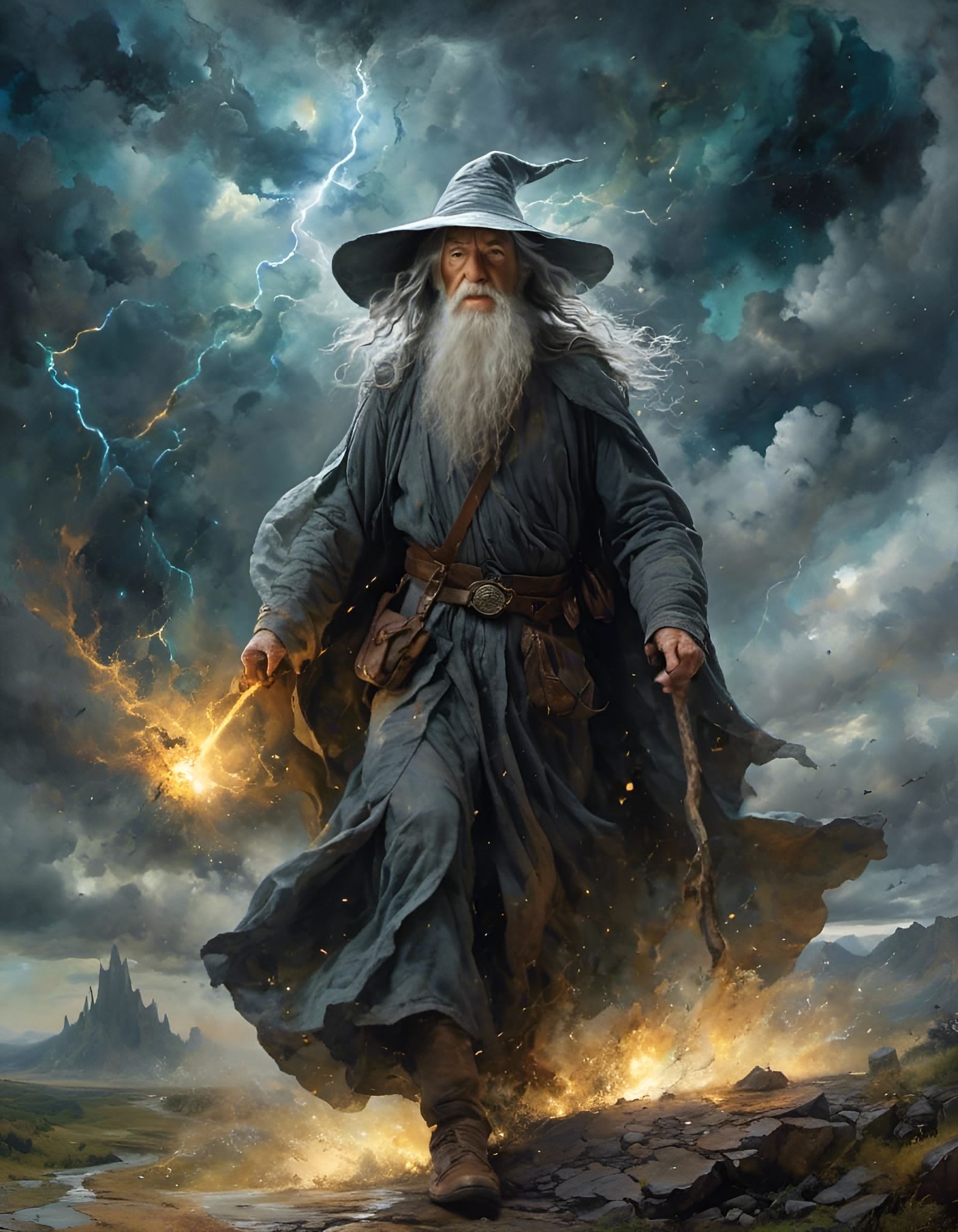 Gandalf in a Hyper Detailed Thunderstorm