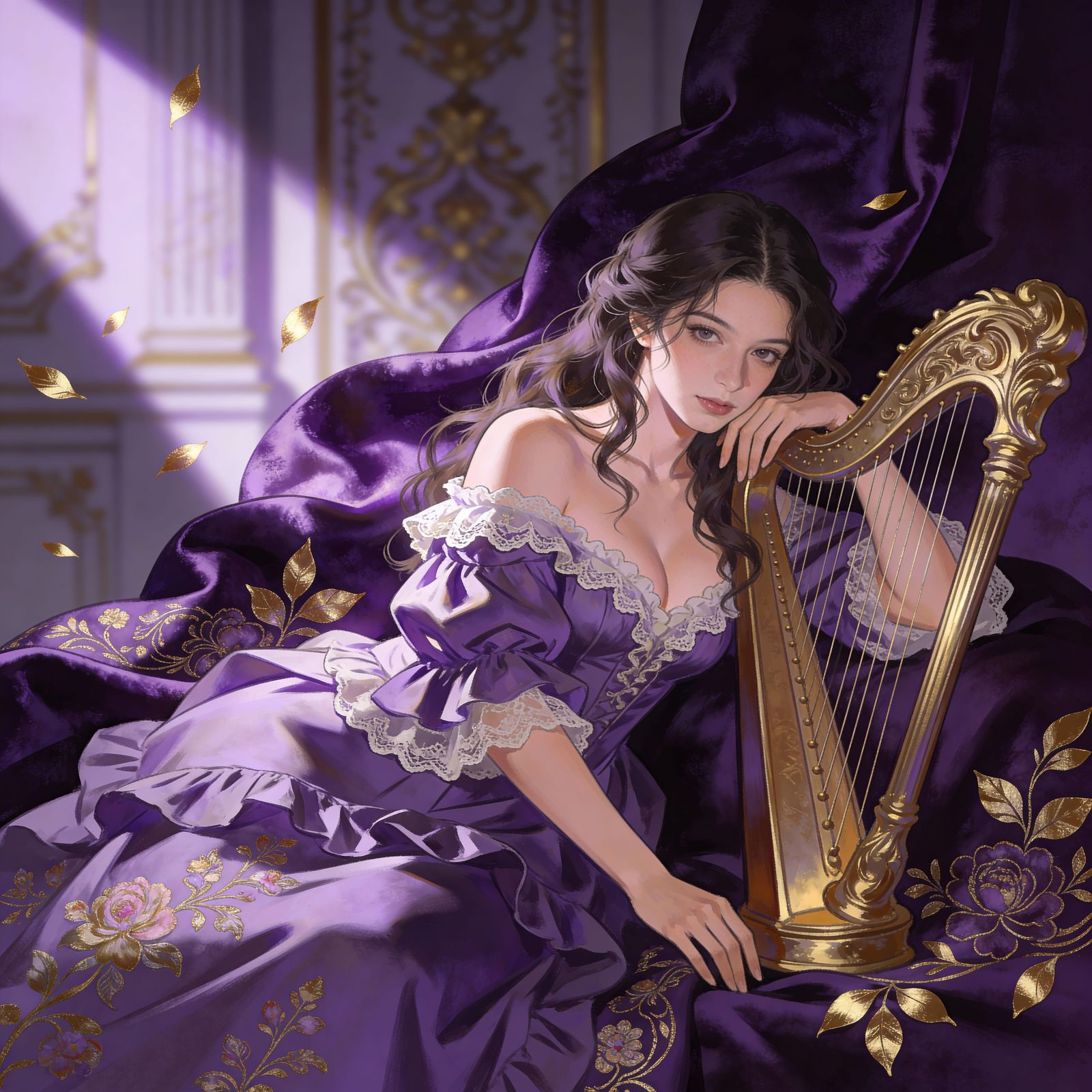Sensual Baroque Illustration of Gorgeous Violet Masterpiece