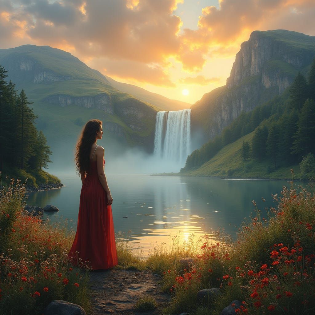 Majestic Scottish Highlands Landscape with Waterfalls and Wi...