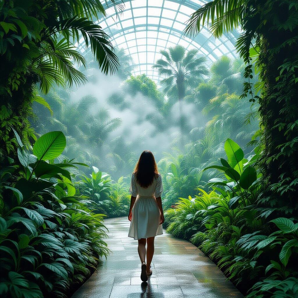 Cloud Forest Woman: Gardens by the Bay, Dreamy Digital Art