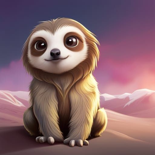 Adorable Sloth in Anime Style 3D Rendering