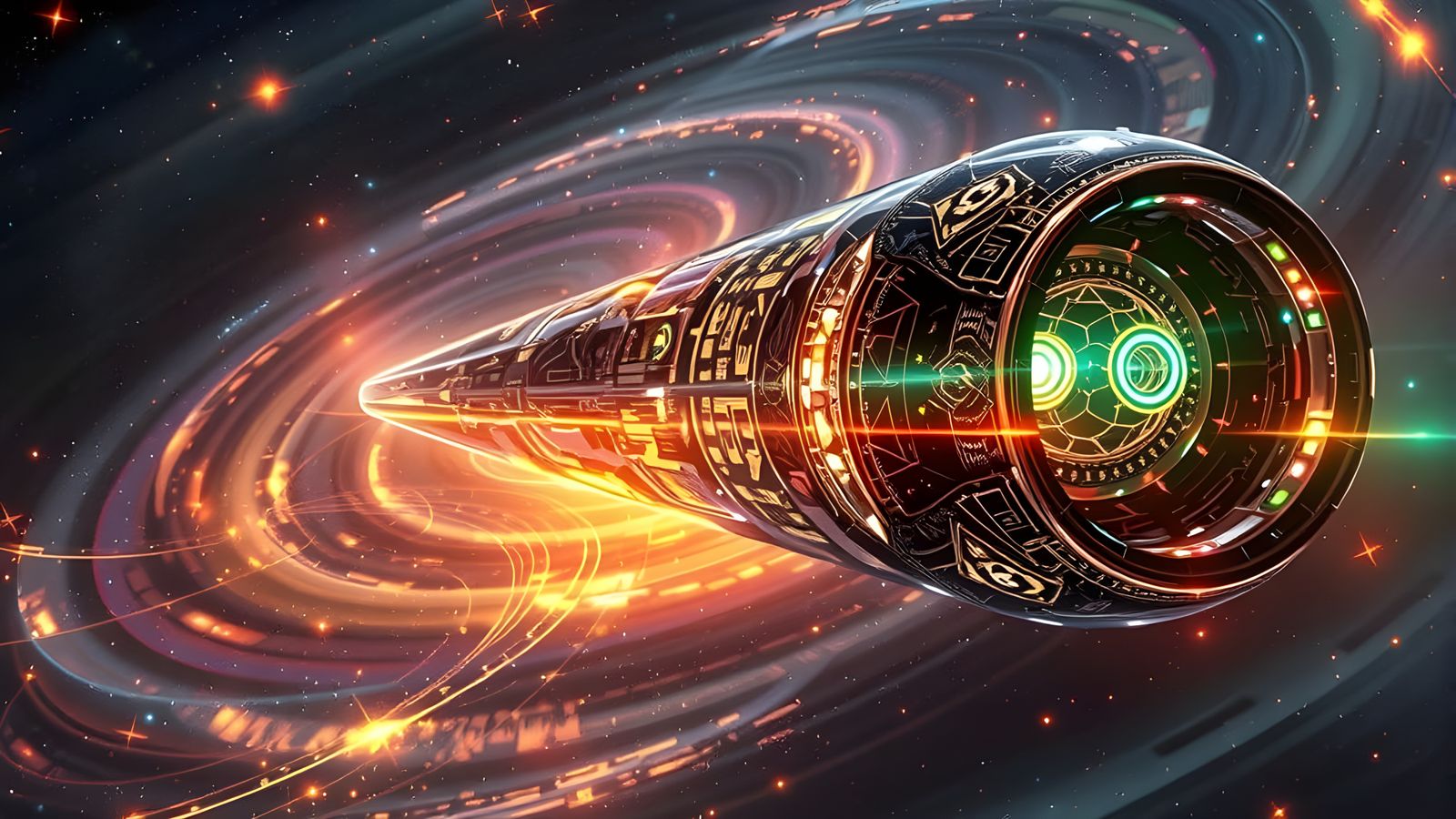 Illuminated Starship Over Iridescent Star Formation