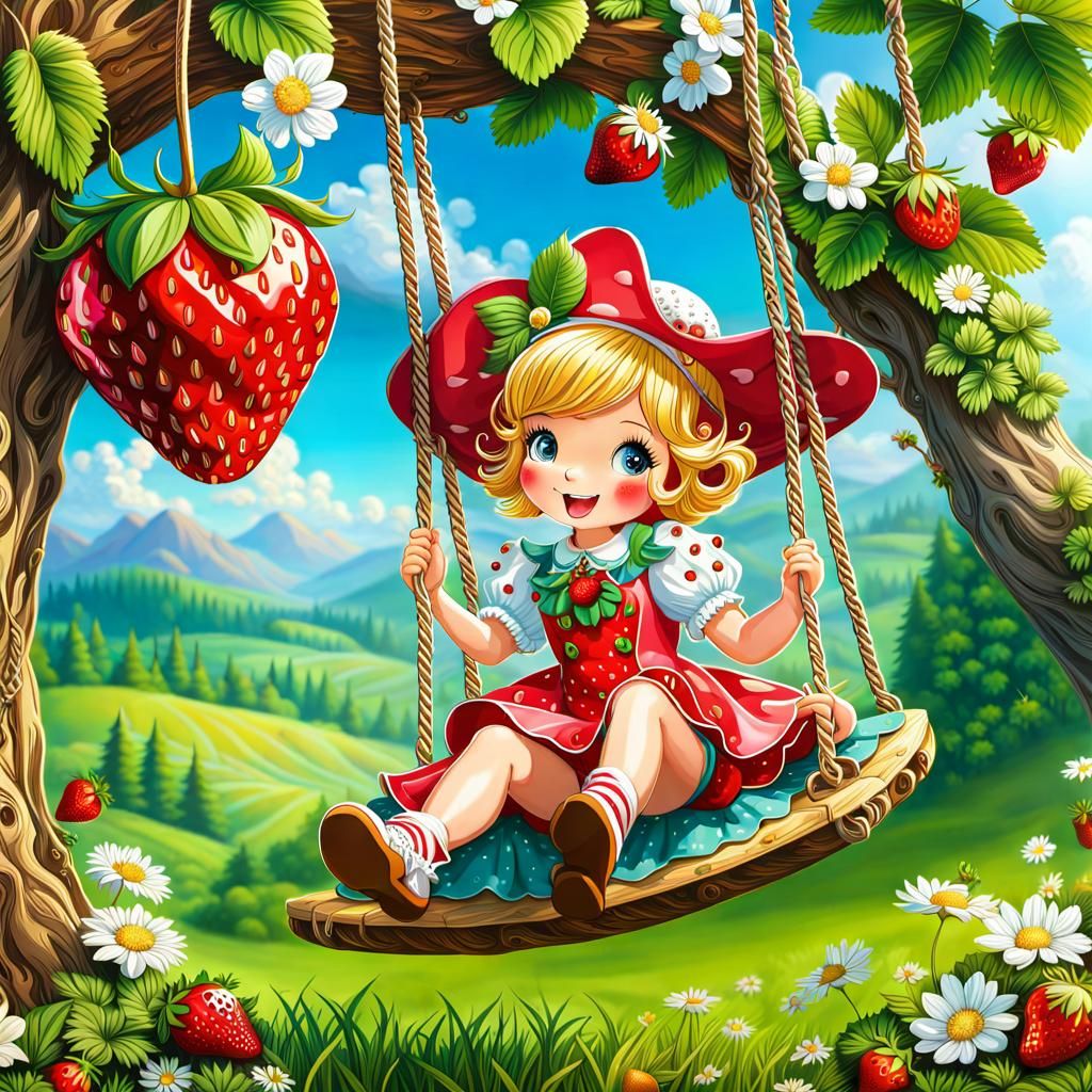 Strawberry Shortcake Swinging on a Sunny Day