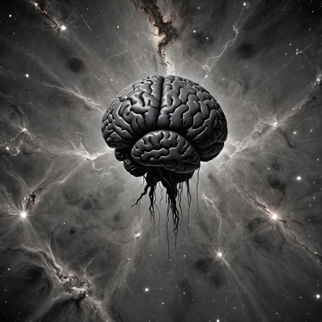 Photorealistic Brain Floating in Void of Space