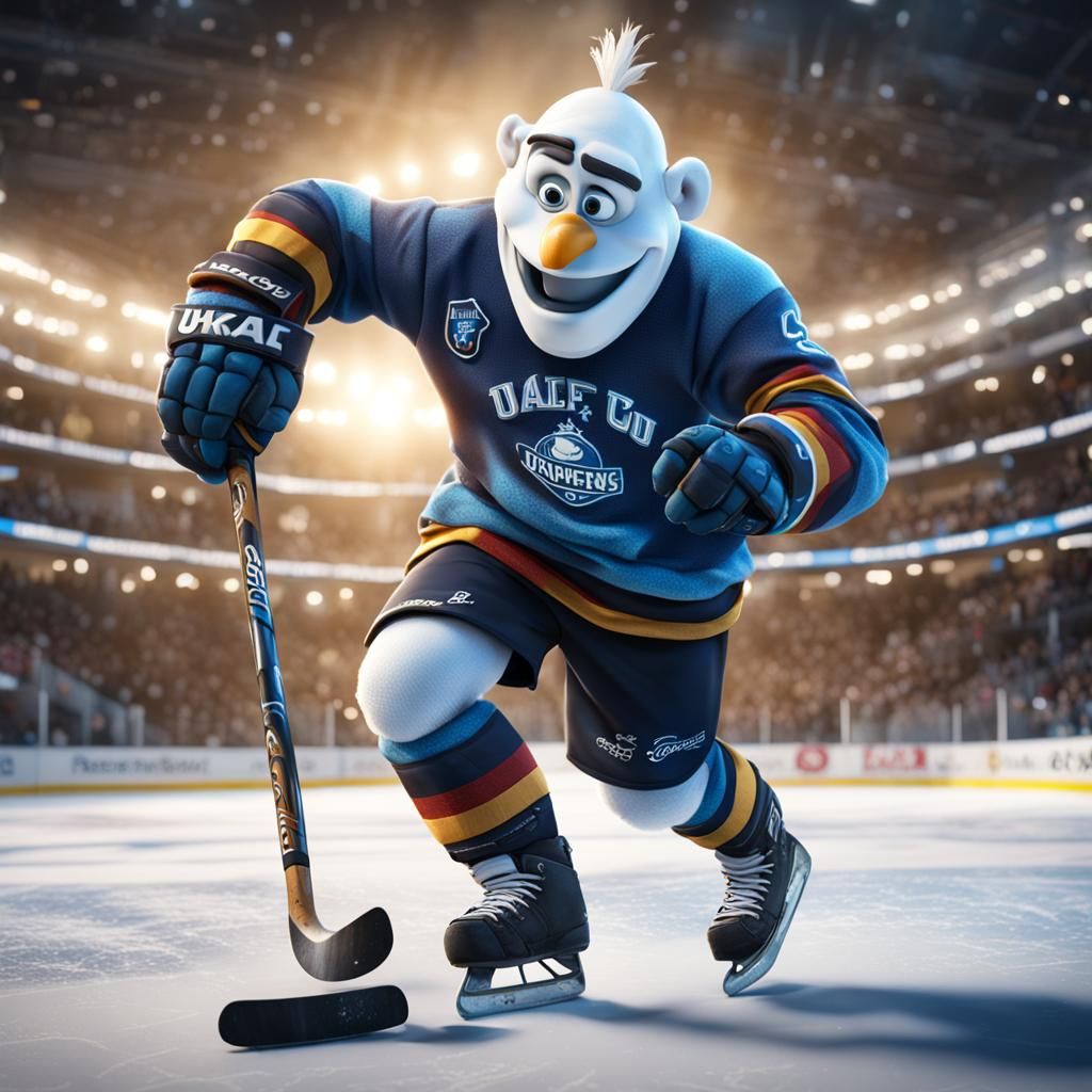 Hyperrealistic Olaf Plays Hockey