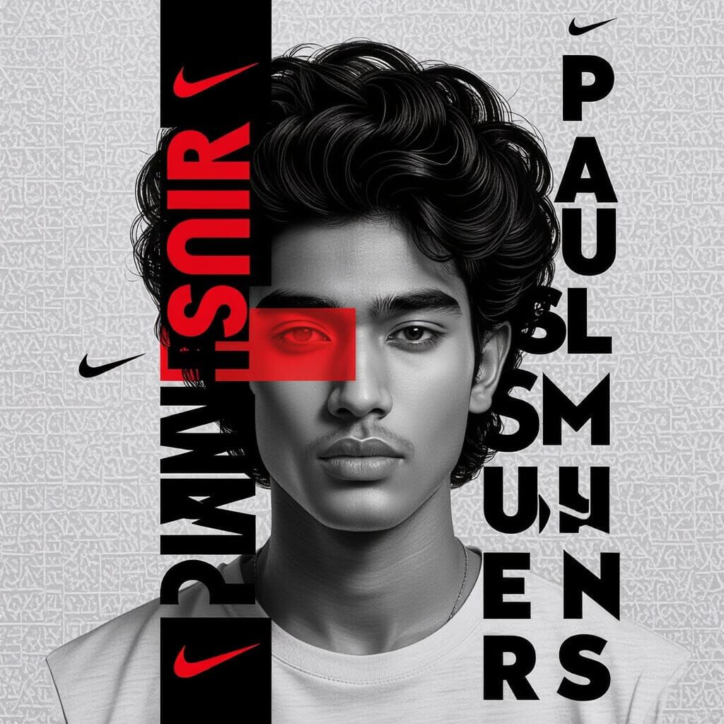 Striking Portrait of Young Man in High-Contrast Black and Wh...