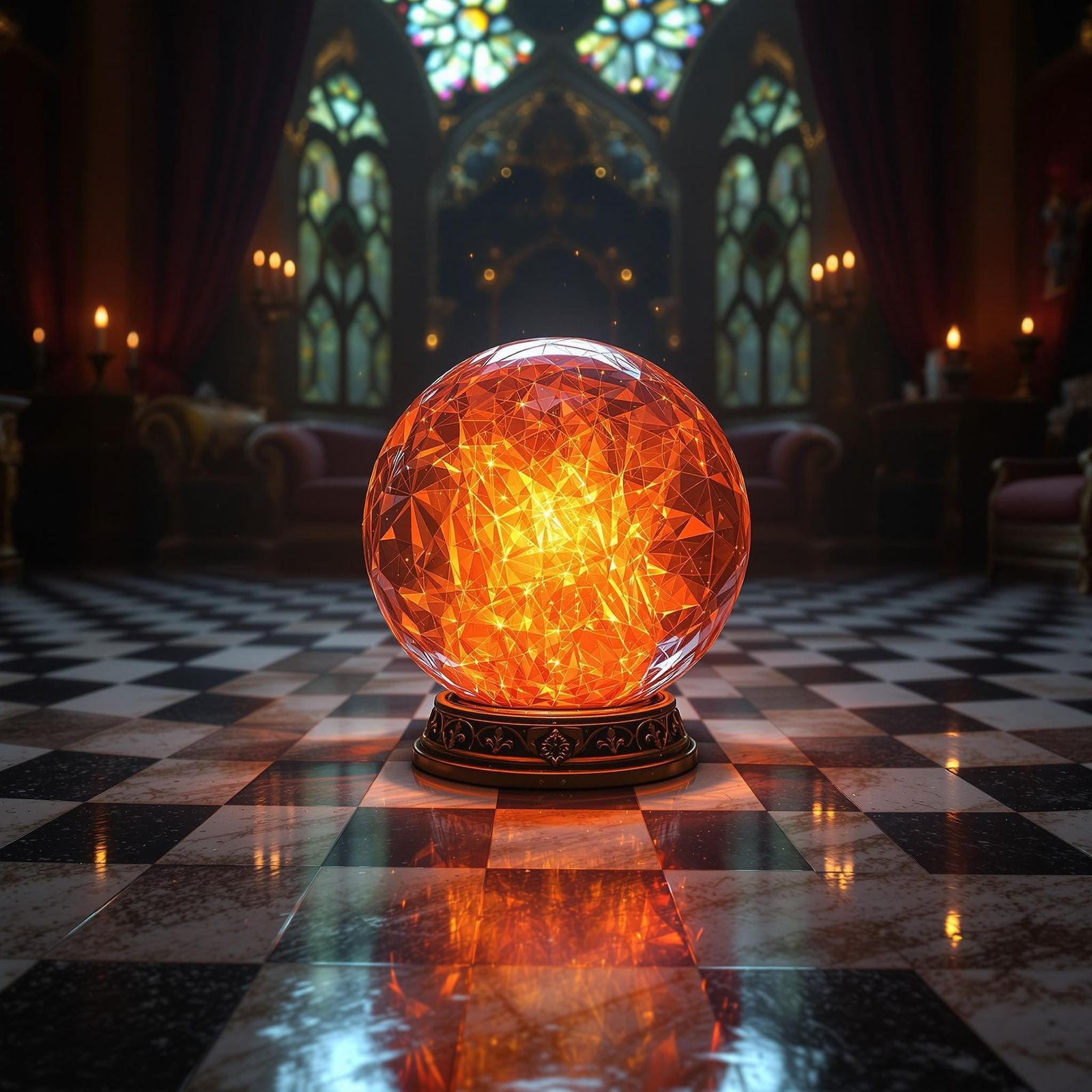 Mystical Tarot Reading Room with Vibrant Crystal Ball