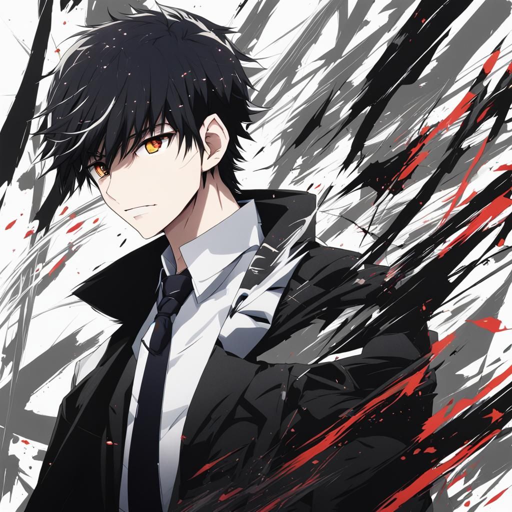 Anime Man with White Hair in Manga Style