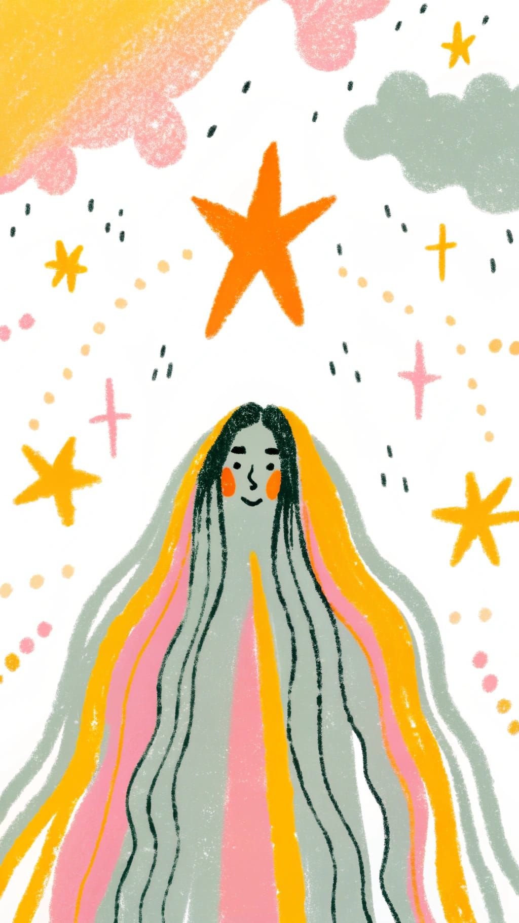 Goddess in Cosmic Landscape with Vibrant Hair