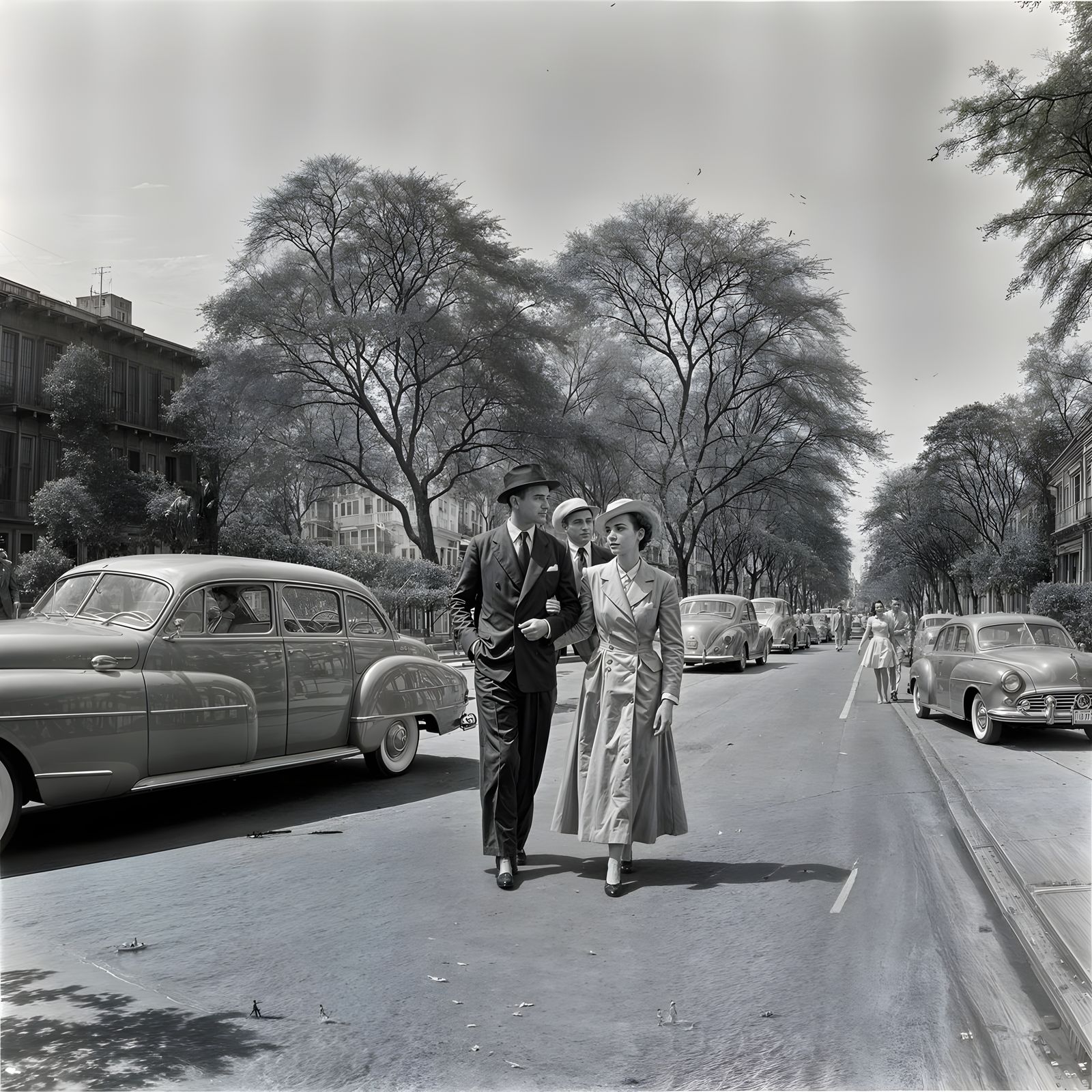 Elegant Couple Strolling Fifth Avenue, New York, 1953