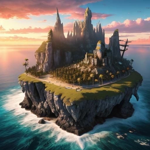 Floating Paradise Beach Island in Romantic Style