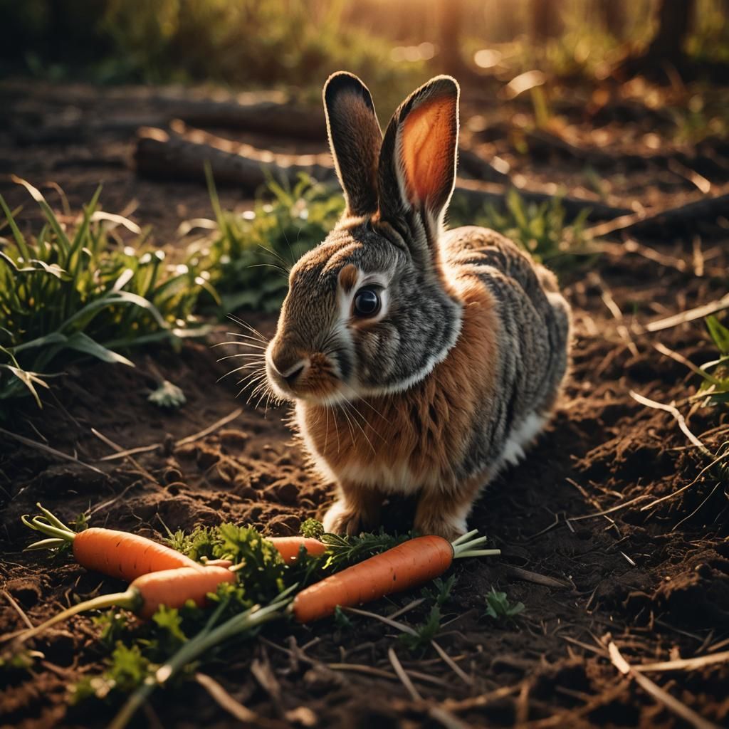 Rabbit Smoking Carrot in Cinematic Style