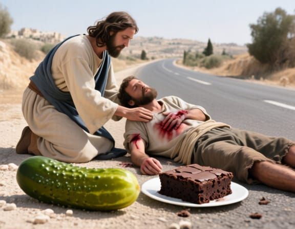 Good Samaritan Tends Wounds, Adds Pickle and Brownie