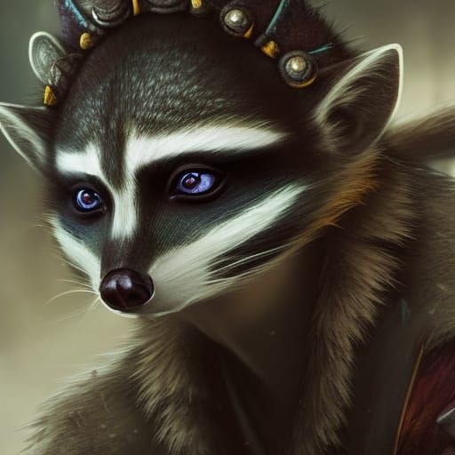 Elven Raccoon Warrior Concept Art