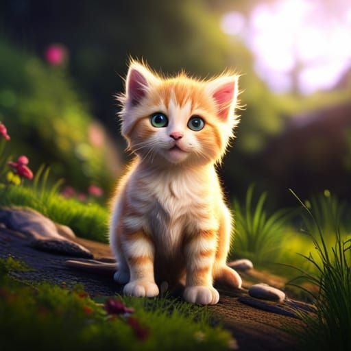 Cute Kitten Fantastical Concept Art in 8k