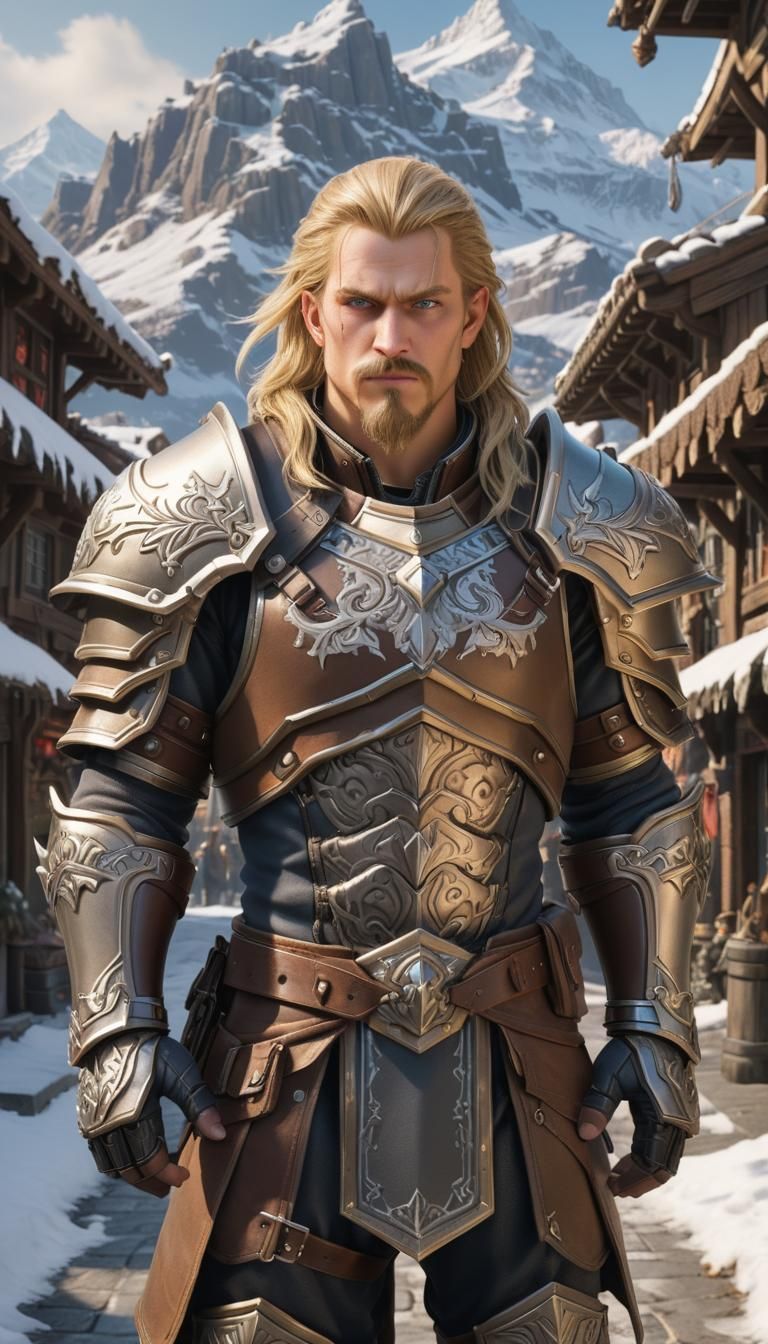 Hyperrealistic Mercenary in Warcraft Style Leather Armor