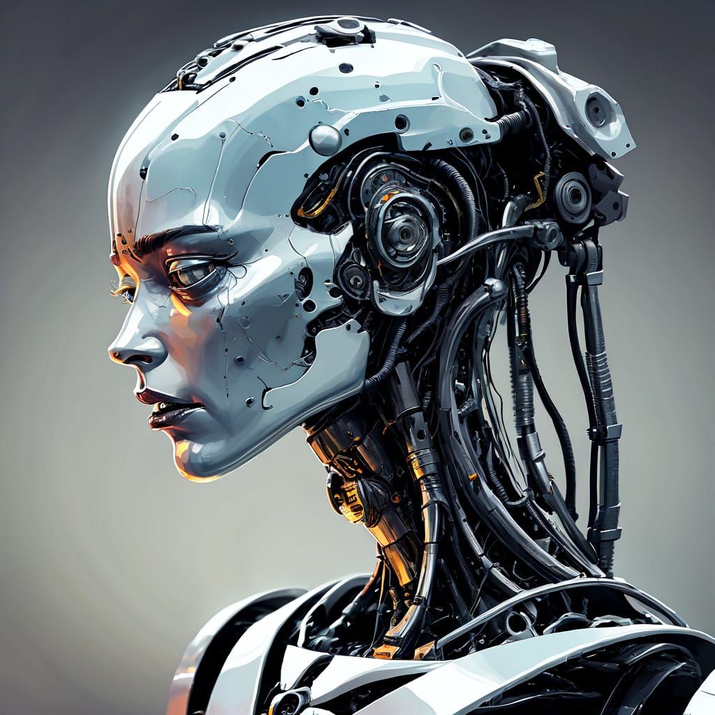 Weeping Robot Portrait in Android Jones Style