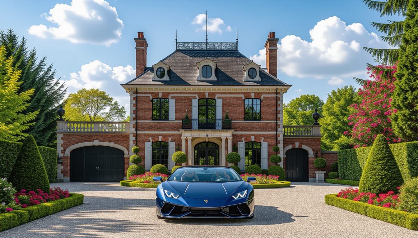Victorian Chateau with Lamborghini in Monet Style