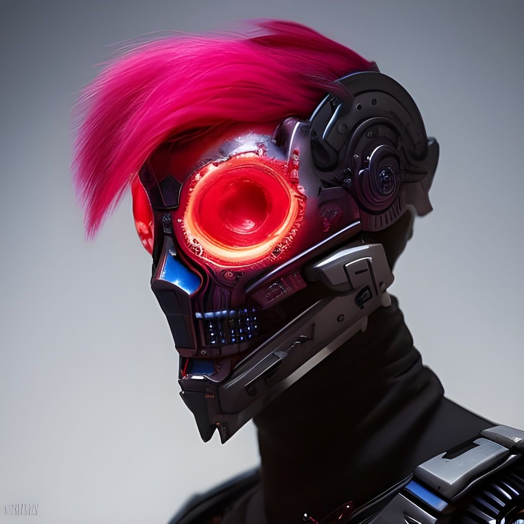 Sci-Fi Undead Cyborg Head in Steampunk Style