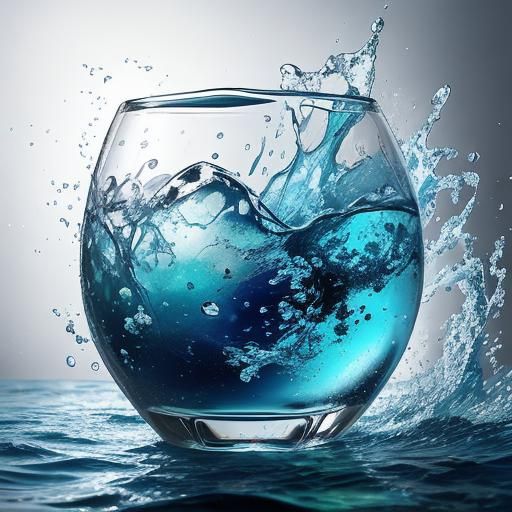 Blue Glass Apple by the Sea: Hyperrealistic Art