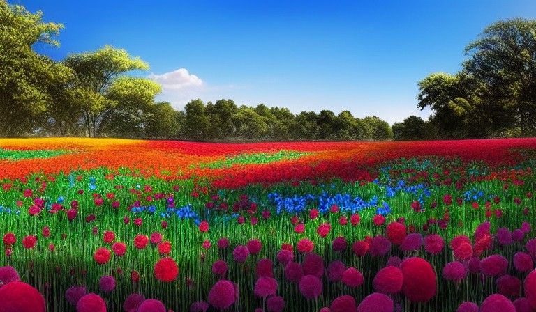 Blood-Dripping Flowers in Hyper-Realistic Red Field