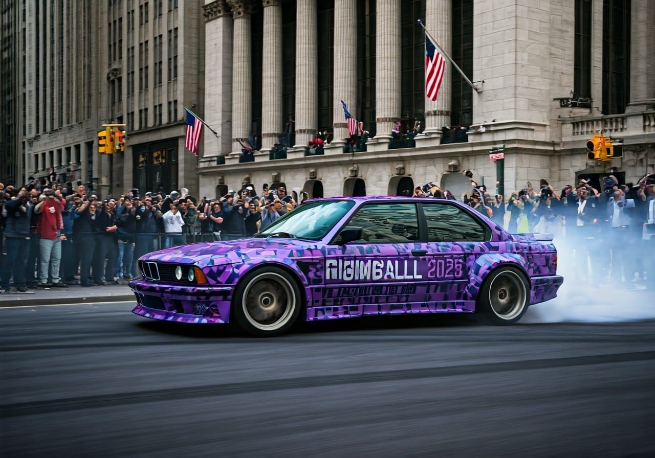 BMW E31 Does Donut on Wall Street