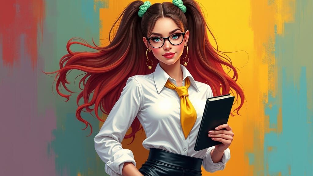 Vibrant Digital Painting of a Confident Professional Woman