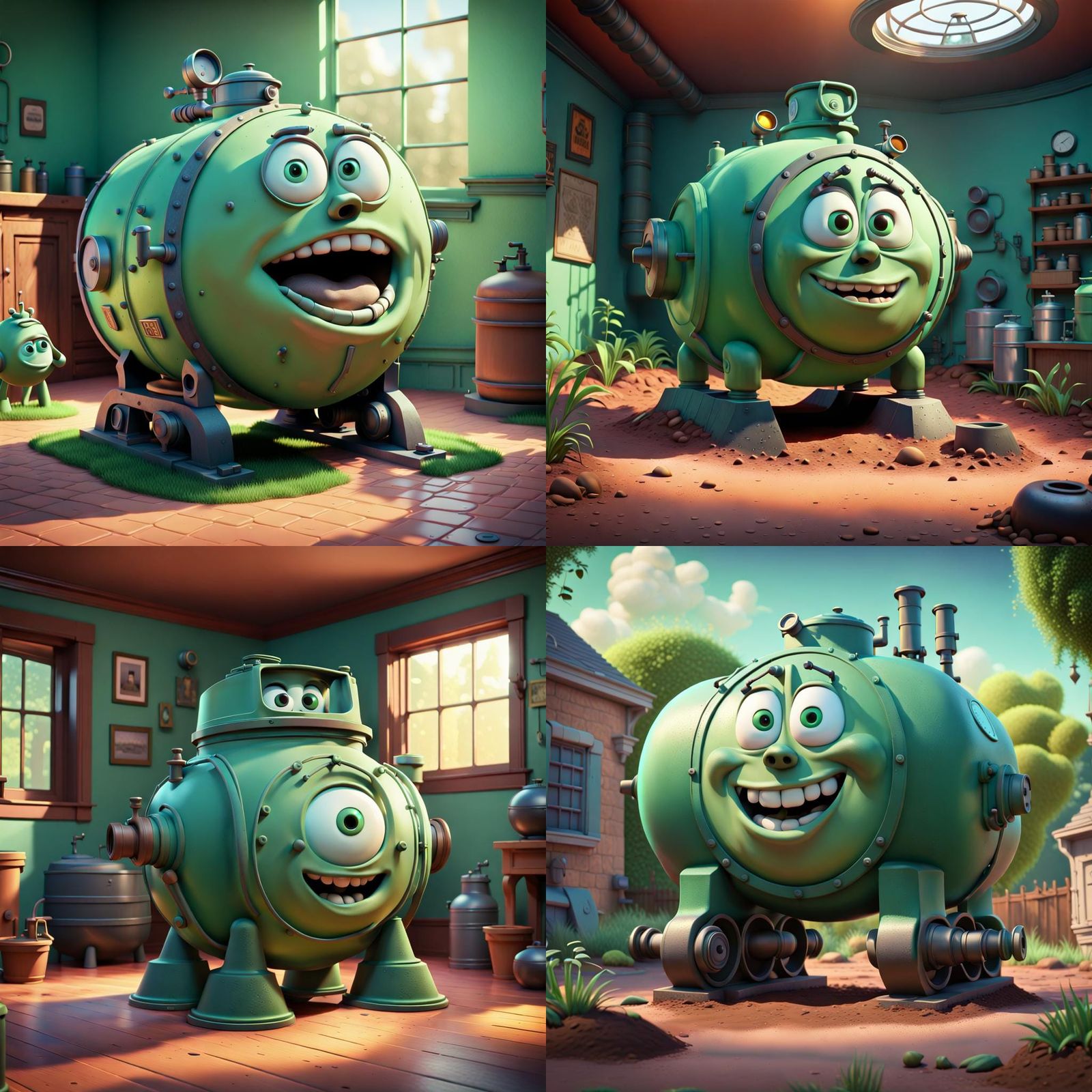 Playful Septic Tank: Pixar-Style 3D Digital Art
