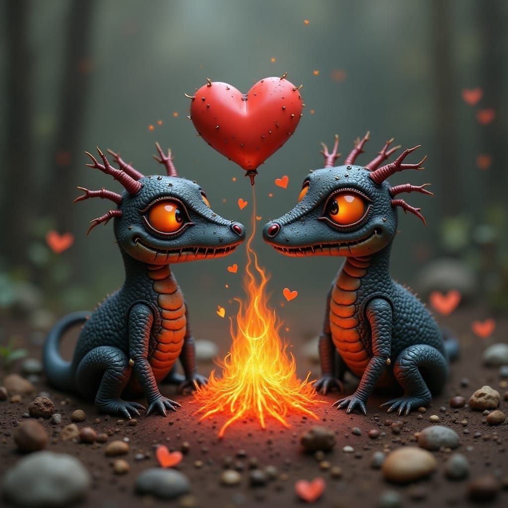 Romantic Lava Creatures Eruption of Love