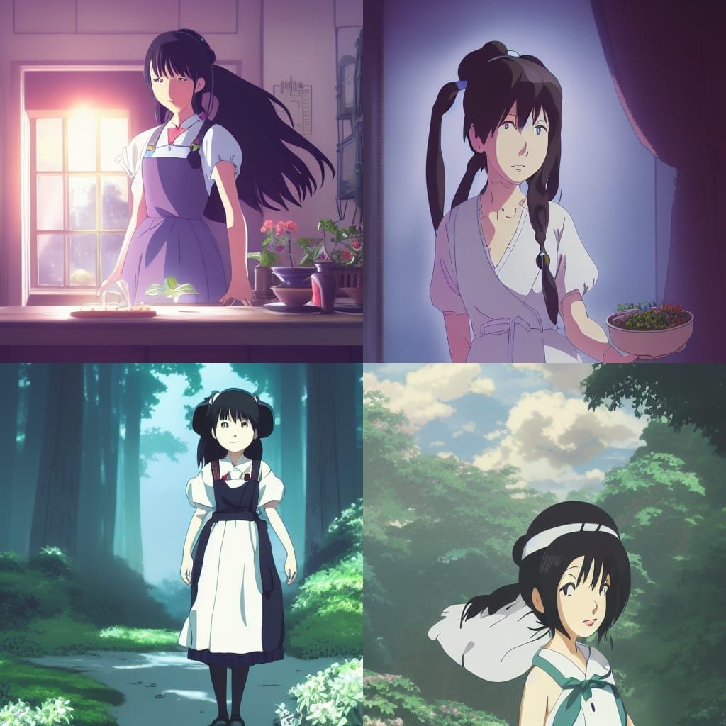 Anime Maid in Studio Ghibli Style