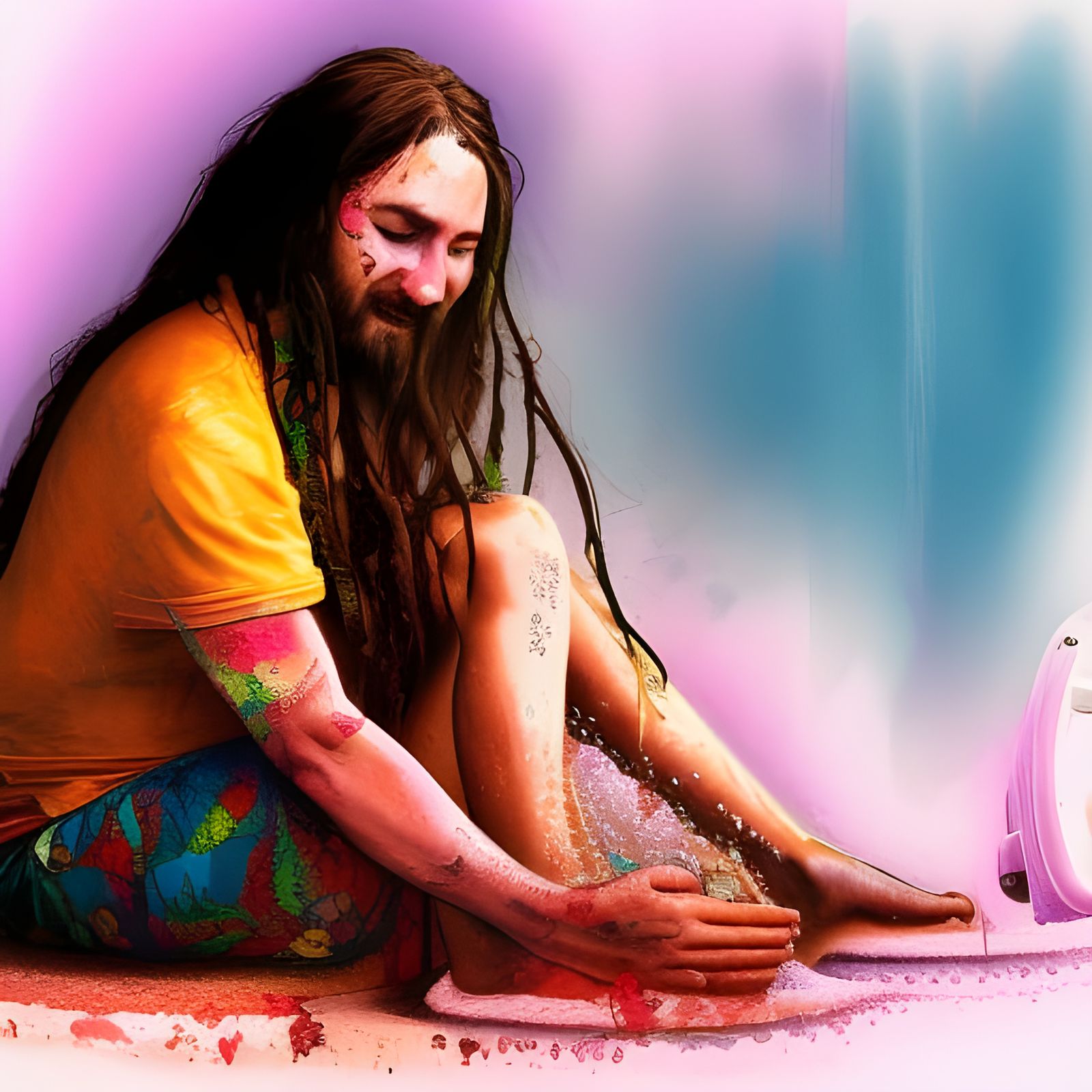 Dirty Hippie Washing Feet