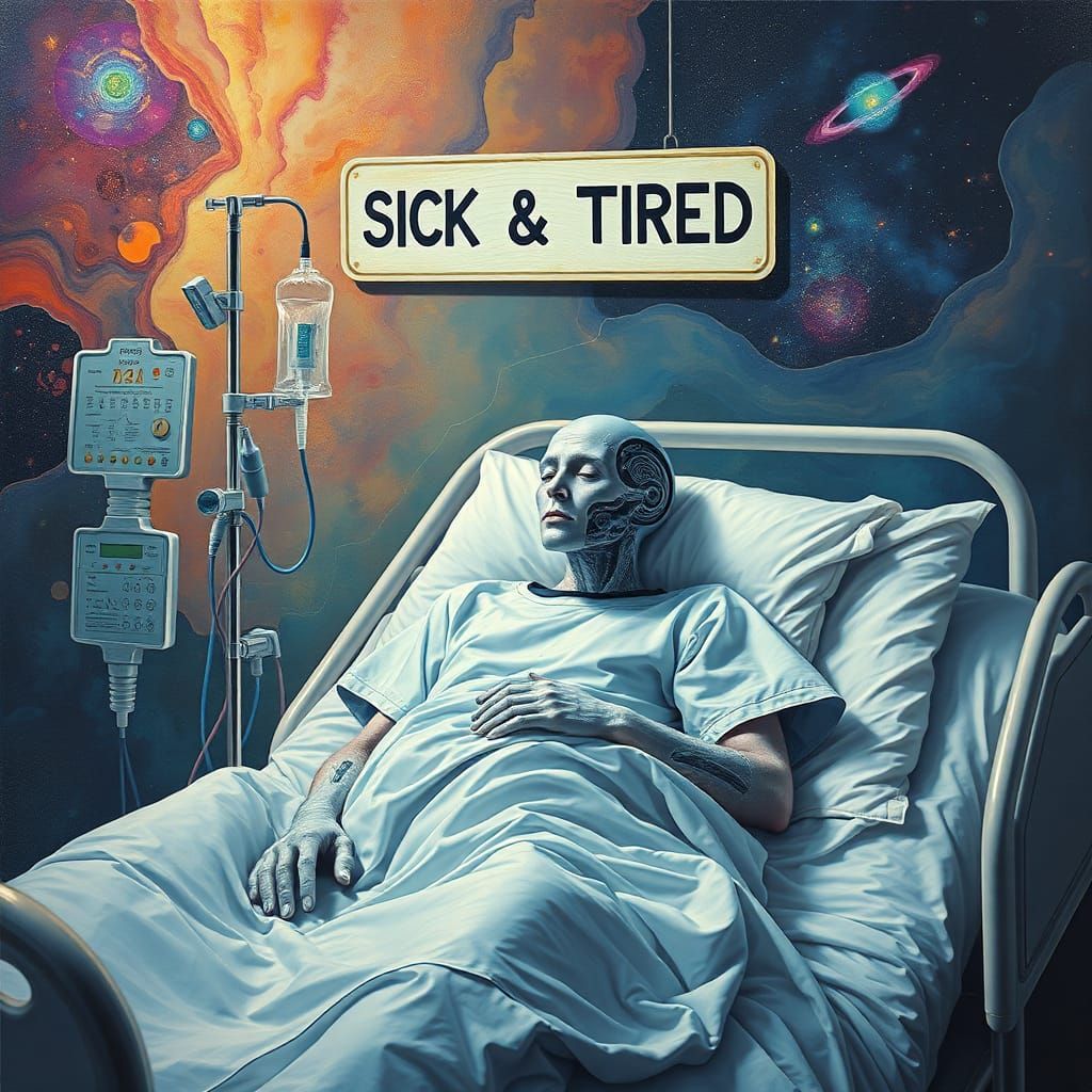 Algorithm in Hospital Bed: Surreal Cosmic Art