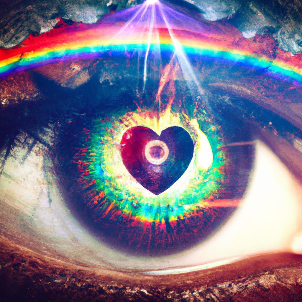 Eye Reflecting Lovers: Cosmic Holographic Illustration