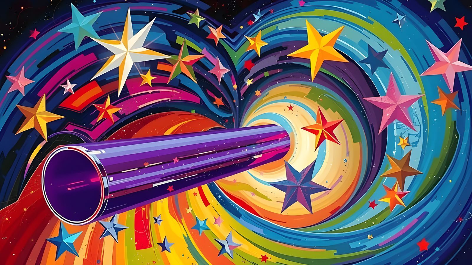 Reflective Cylinder Mirrors Kandinsky Stars in Abstract Cosm...