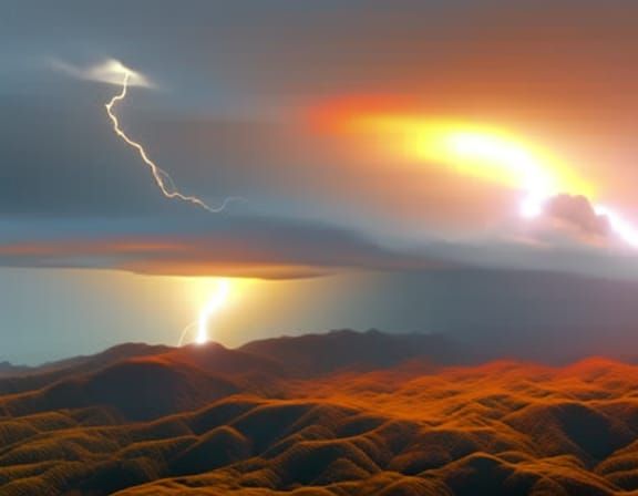 Crashing Lightning Storms in Surreal Oil Painting Style