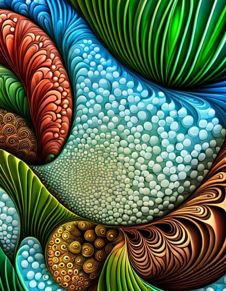 Abstract Fractal Garden Pond in Vector Style