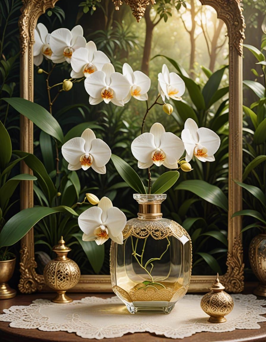 Arabian Perfume and Orchids in Scrapbook Frame