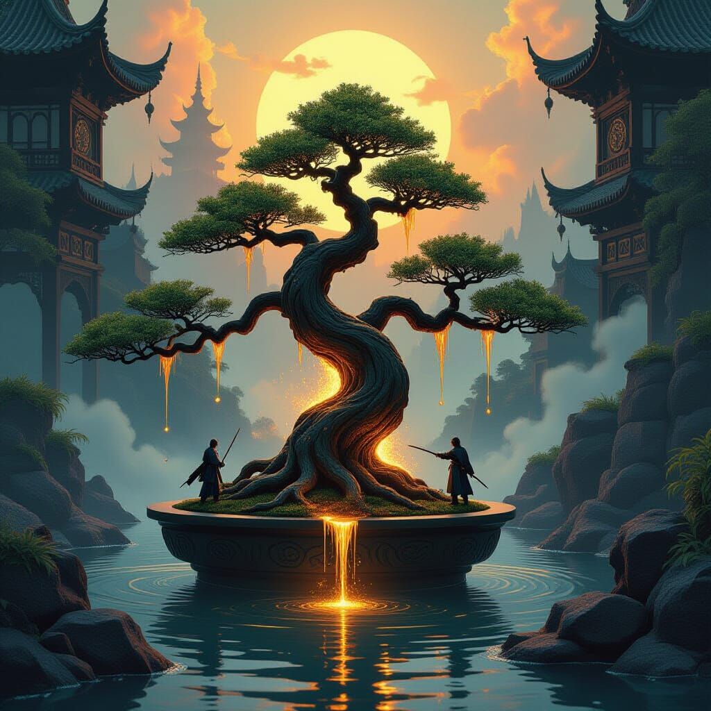 Bonsai Spirits Duel in River of Faces: Gothic Baroque