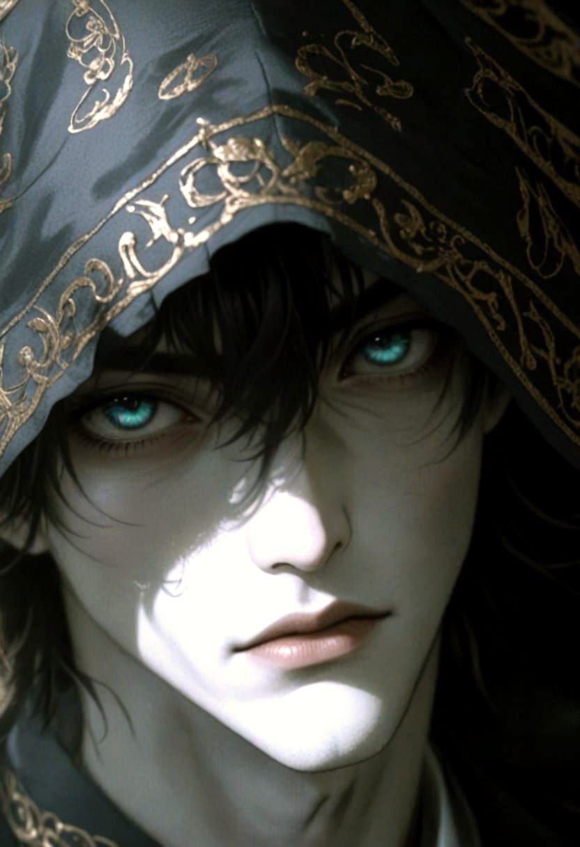 Surreal Anime Portrait of a Chiseled Gentleman in a Dark Stu...