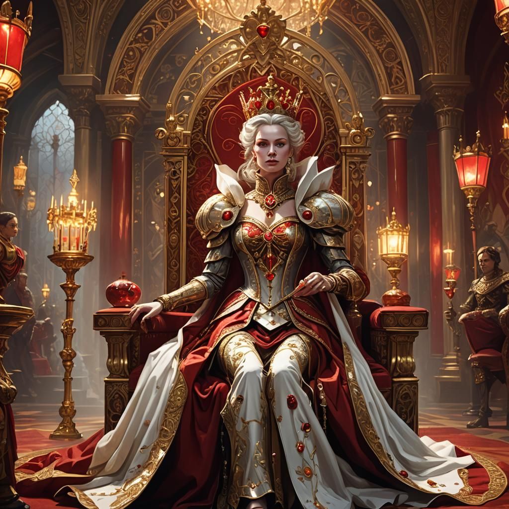 Queen of Hearts in Lavish Throne Room