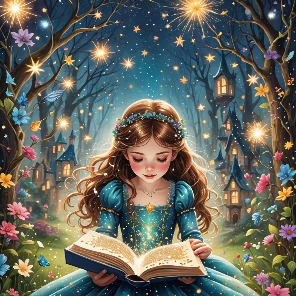 Fairytale Book Cover with Glitter Explosion
