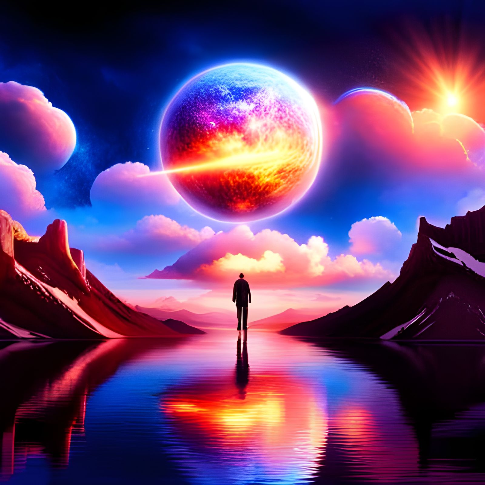 Extraterrestrial Reflection: A Cosmic Digital Painting