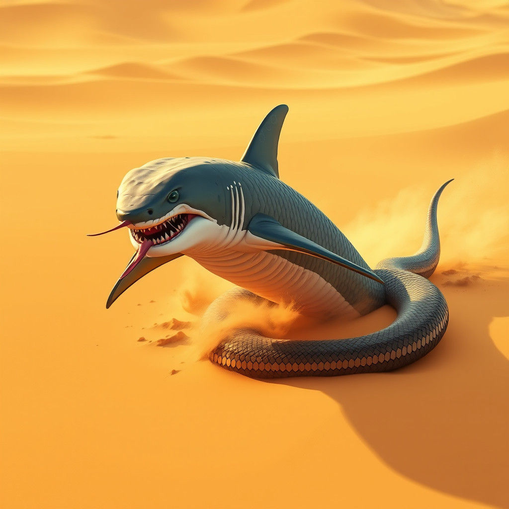 Shark Cobra Hybrid Gliding Through Desert Dunes