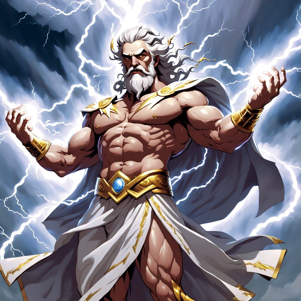Mighty Zeus in Ancient Greek God Style