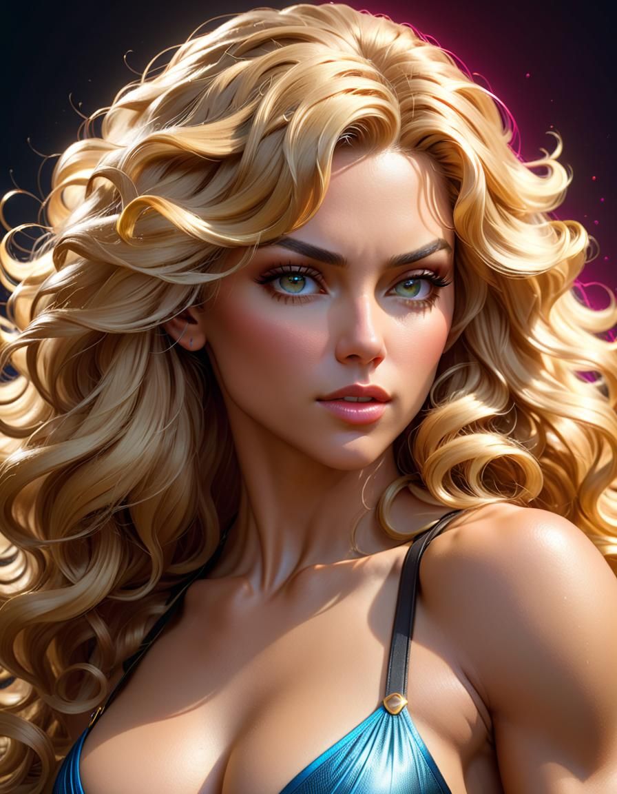 Blonde Woman Portrait in Art Nouveau Style