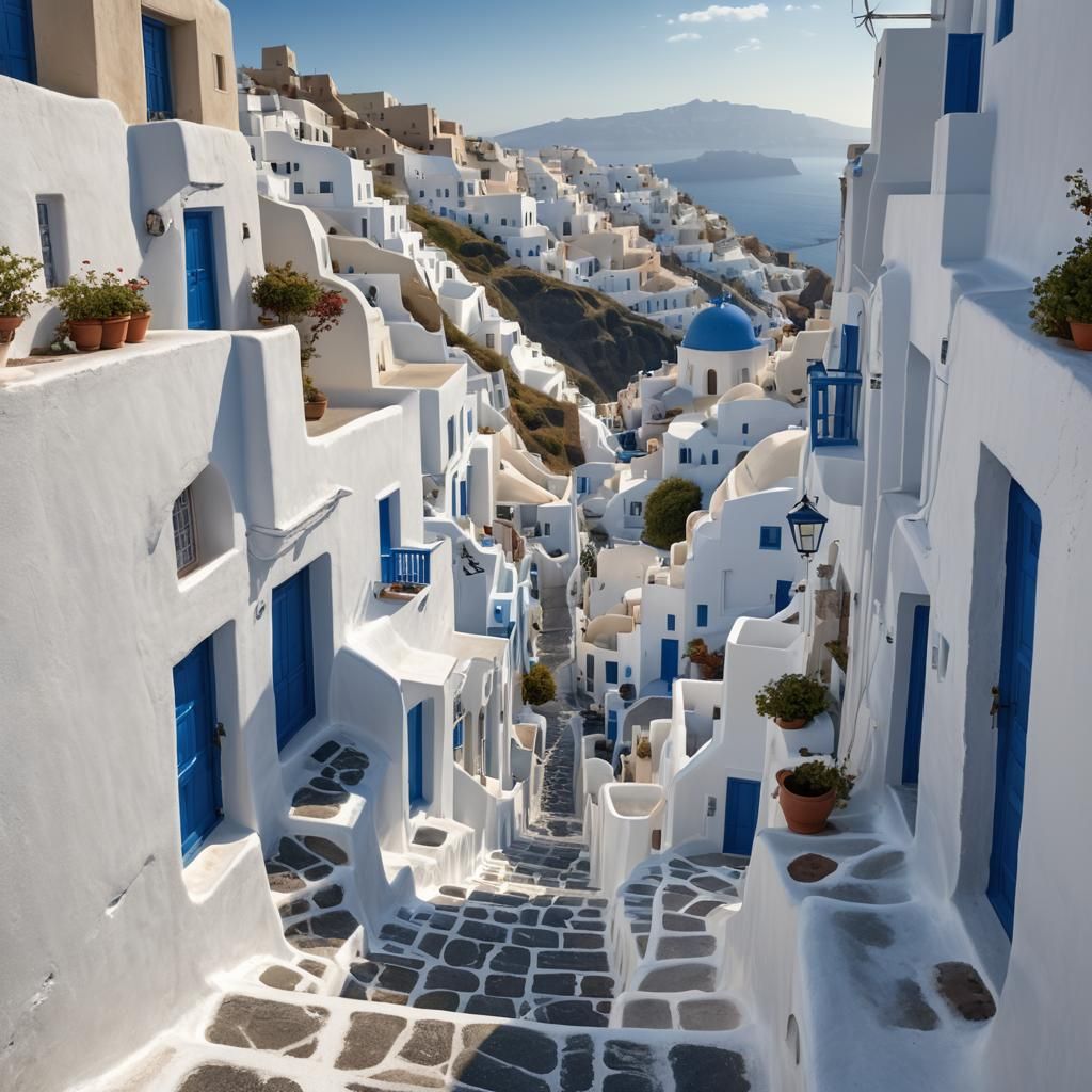 Santorini Island: Classical Greek Architecture in 8K