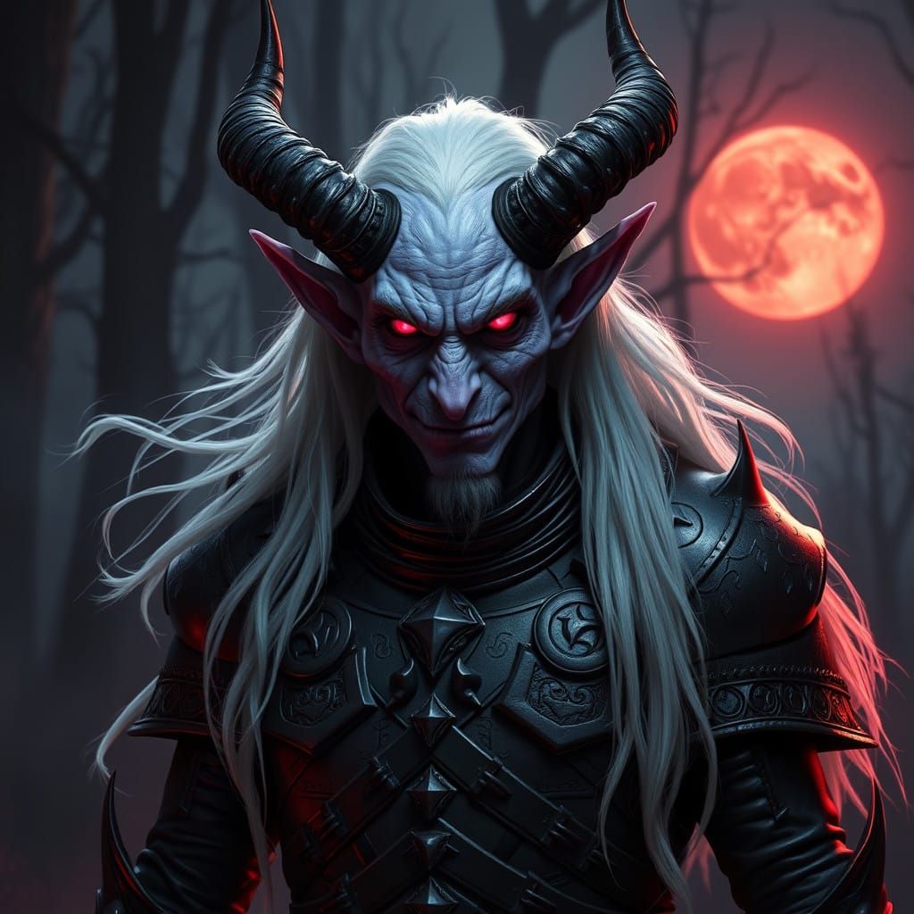 Ethereal Malevolence: Dark Fantasy Tiefling Confronts Crimso...